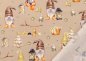 Preview: Elves and lanterns cotton fabric with christmas elves sandy